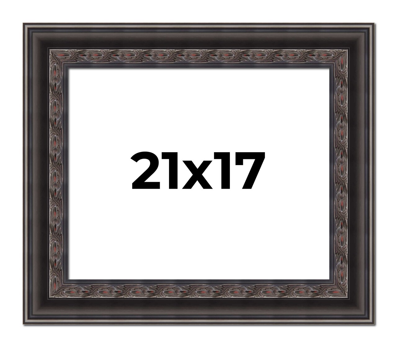 21x17 3.5" Wide Ornate Black Picture Frame - UV Acrylic, Foam Board Backing, Hanging Hardware
